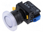 Switch: push-button | 22mm | Stabl.pos: 1 | NO | white | LED | IP65 | YW