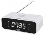Audio- ja HiFi-s&uuml;steemid // Radio Clock // AD 1192 white Radiobudzik z bezprzewodową ładowarką i fm