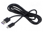 Cable | USB 2.0 | USB A plug,USB C plug | 1.5m | black | PVC | 60W | 3A