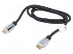 Cable | HDMI plug,both sides | rubber | HDMI 2.1 | 1m | black | 30AWG