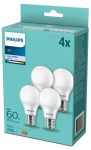 PHILIPS LED 60W A60 E27 Auksti balta 4000K matēta 4 gab spuldze 8718699718077 929002306397