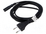 Cable | CEE 7/16 (C) plug,IEC C7 female | PVC | Len: 3m | black | 2.5A
