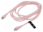 Cable | USB 2.0 | USB C plug,both sides | nickel plated | 2m | pink