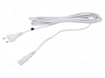 Cable | 2x0.75mm2 | CEE 7/16 (C) plug,IEC C7 female | PVC | 5m | white