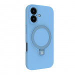 Back panel cover Evelatus Apple iPhone 16 Premium Magsafe with Stand Soft Touch Silicone Case Blue
