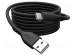 Cable | USB 2.0 | USB A plug,USB C plug | nickel plated | 1m | black