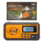 PNI DYN300 portable radio with dynamo, solar charging, flashlight, 4000 mAh powerbank, SOS, IPX3, orange, Blackout kit