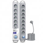 Qoltec Surge protector | 8 sockets | 3m | Grey