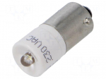 LED lamp | white | BA9S | 230VAC | No.of diodes: 1 | 04