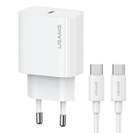 Adapter USAMS USAMS Ład. siec. 1xUSB-C T65 PD20W PD Fast Charging US-CC226 + kabel USB-C/USB-C US-SJ711 60W biały/white Yi Series OYXLTZ01
