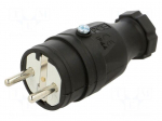 Connector: AC supply | male | plug | 2P+PE | 250VAC | 16A | Marker: black