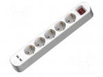 Extension lead | 3x1.5mm2 | 1.5m | PVC | white | Sockets no: 7 | 16A