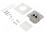 Wall socket | white | plaster embedded | IEEE 802.3at | Cat 6 | 8p8c