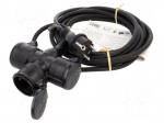 Extension lead | 3G1.5mm2 | 5m | rubber | black | Sockets no: 3 | 16A