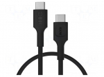 Cable | USB 2.0 | USB C plug,both sides | 0.3m | black | 480Mbps | 100W