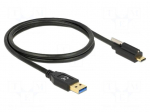 Cable | USB A plug,USB C plug | 1m | black | 24AWG,30AWG | 10Gbps