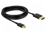 Cable | HDMI plug,micro HDMI plug | Len: 4.5m | black | 36AWG | Core: Cu