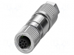Connector: M12 | plug | PIN: 8 | 30V | straight | IP65 | IDC | Contacts: CuSn