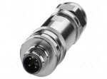 Connector: M12 | plug | PIN: 4 | 48V | straight | IP67 | screw terminal