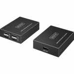 Digitus USB 2.0 CAT extender set, 480 Mbps, 150 meters (black, transmitter unit + receiver unit, 4 port USB-A)