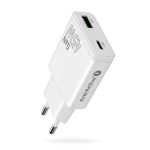 Charger GaN 1x USB-C, 1x USB Quick Charge 3.0 45W PD white