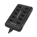 Logilink USB-jaotur 10-pordiga koos toiteplokiga Black