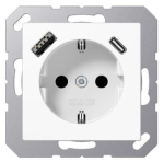 Socket A1520-15CAWW, white, with USB-A, with USB-C