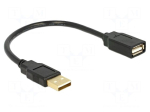 Cable | USB 2.0 | USB A socket,USB A plug | 0.15m | black | 28AWG