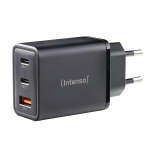 Intenso Power Adapter W65ACC, USB power adapter with 1 USB-A and 2 USB-C ports, black