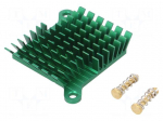 Heatsink: extruded | grilled | BGA | green | L: 40mm | W: 38mm | H: 10mm