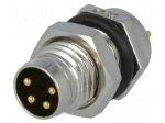 Connector: M8 | male | PIN: 4 | for panel mounting,front side nut