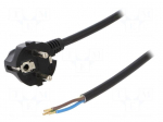 Cable | SCHUKO plug,CEE 7/7 (E/F) plug angled,wires | 4m | black
