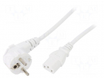 Cable | CEE 7/7 (E/F) plug angled,IEC C13 female | 4m | white | PVC