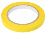 Tape: electrical insulating | W: 12mm | L: 66m | Thk: 60um | yellow | 80%