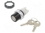 Switch: rotary with key | 22mm | Stabl.pos: 2 | black/silver | none