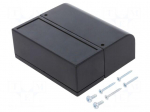 Enclosure: wall mounting | X: 85.1mm | Y: 96.6mm | Z: 35.7mm | ABS | black