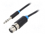 Cable | Jack 6,3mm 3pin plug,XLR female 3pin | 10m | black | PVC