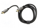 Cable | HDMI plug,both sides | PVC | textile | 1.5m | black | grey