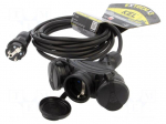 Extension lead | 3x1.5mm2 | 5m | rubber | black | Sockets no: 3 | 16A