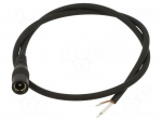 Cable | 1x0.5mm2 | wires,DC 5,5/2,1 socket | straight | black | 2m