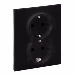 SUNO 2X2P+E SOCKET SCHUKO STANDARD AUTO TERMINALS SHUTTERED BLACK