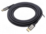 Cable | DisplayPort plug,both sides | PVC | textile | Len: 2m | Core: Cu