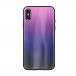 Back panel cover iLike Apple iPhone XR Aurora Glass case Pink-Black