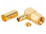 Connector: RP-SMA | plug | reverse,female | angled 90&deg; | 50&Omega; | PTFE