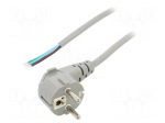 Cable | 3x1mm2 | CEE 7/7 (E/F) plug angled,wires | PVC | 5m | grey | 10A