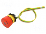Switch: emergency stop | 22mm | Stabl.pos: 2 | NC | red | LED | 5A/250VAC