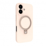 Back panel cover Evelatus Apple iPhone 16 Premium Magsafe with Stand Soft Touch Silicone Case Pink Sand