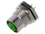 Connector: M12 | socket | PIN: 4 | female | 250V | straight | IP67 | THT