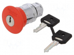 Switch: emergency stop with key | Stabl.pos: 2 | 22mm | red | IP66