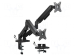 Holder | 9kg | 17&divide;32" | black | Arm len: 506mm | monitor x2 | USB A,USB C